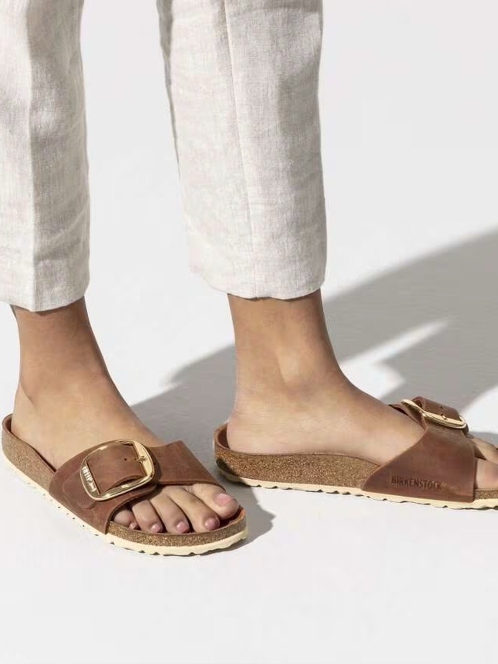 Birkenstock Madrid Big Buckle in Cognac